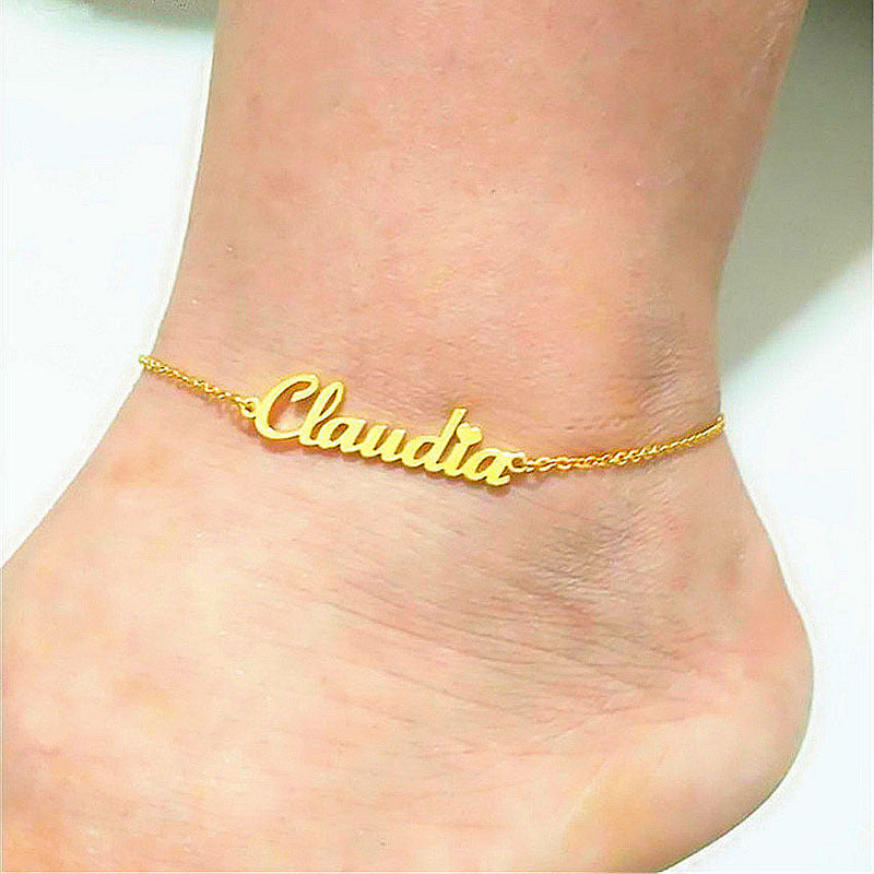 Personalized Custom Name Anklets: Exquisite Gold Stainless Steel Beach Jewelry