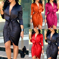 Elegant Lace-Up Midi Dress for Women