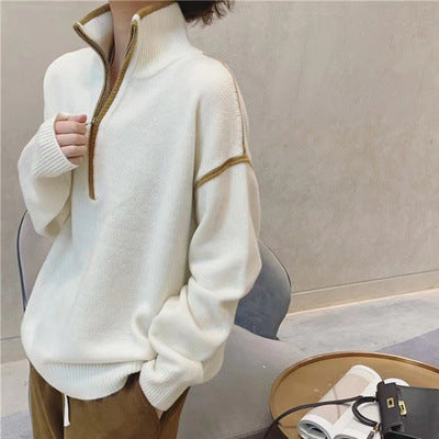 Cozy Stand Collar Thick Sweater for Women