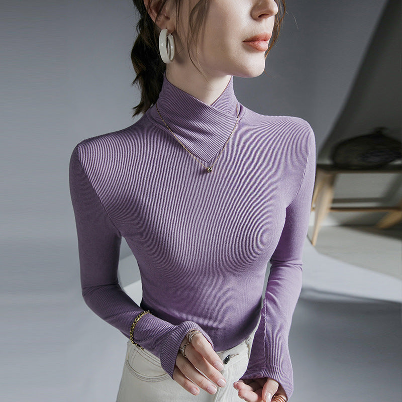 Women's Cross Turtleneck Long Sleeve Slim Bottoming Shirt