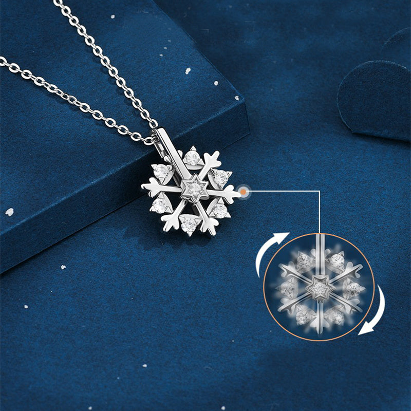 Elegant Rotatable Snowflake Necklace: 925 Silver Jewelry