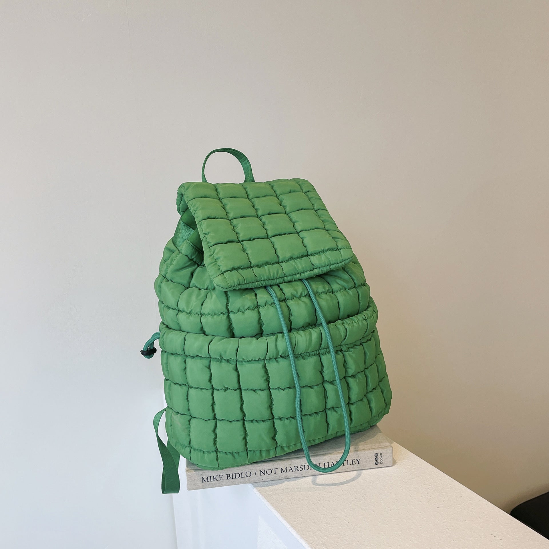 Candy Color Quilted Women’s Backpack: Puffy Down Padded Travel Bag