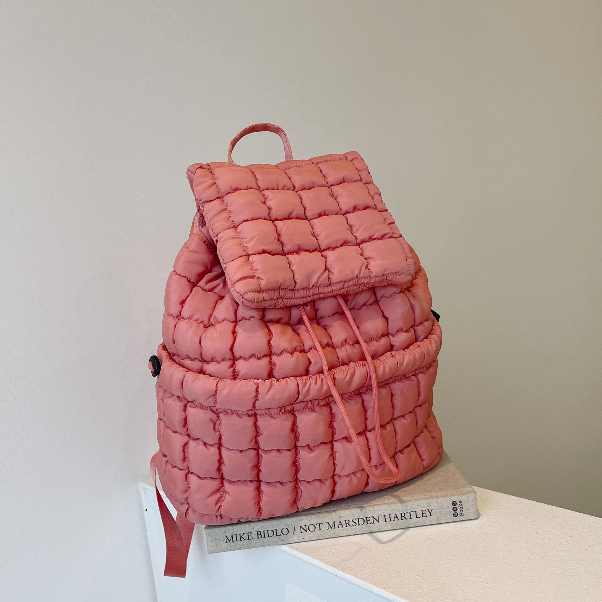 Candy Color Quilted Women’s Backpack: Puffy Down Padded Travel Bag