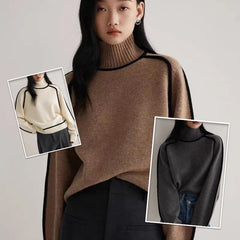 Half Turtleneck Three-dimensional Casual Loose Pullover Knitted Sweater Fashion Knit Top Outerwear