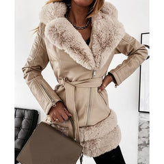 Fashionable Women's Leather Coats with Fur