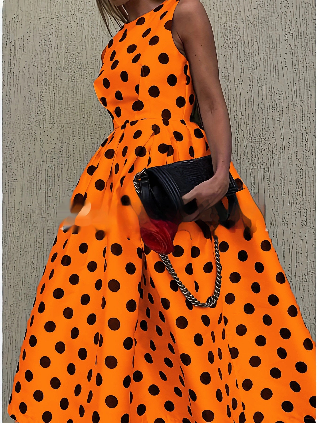 Trendy Sleeveless Polka Dot Dress for Women