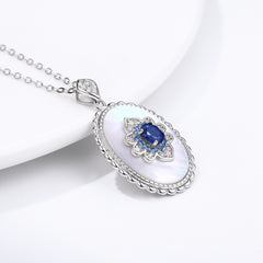 Elegant Sapphire Diamond Pendant: 925 Sterling Silver Necklace for Women