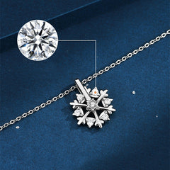 Elegant Rotatable Snowflake Necklace: 925 Silver Jewelry