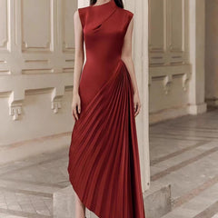 Fashionable Half Turtleneck Asymmetric Dress