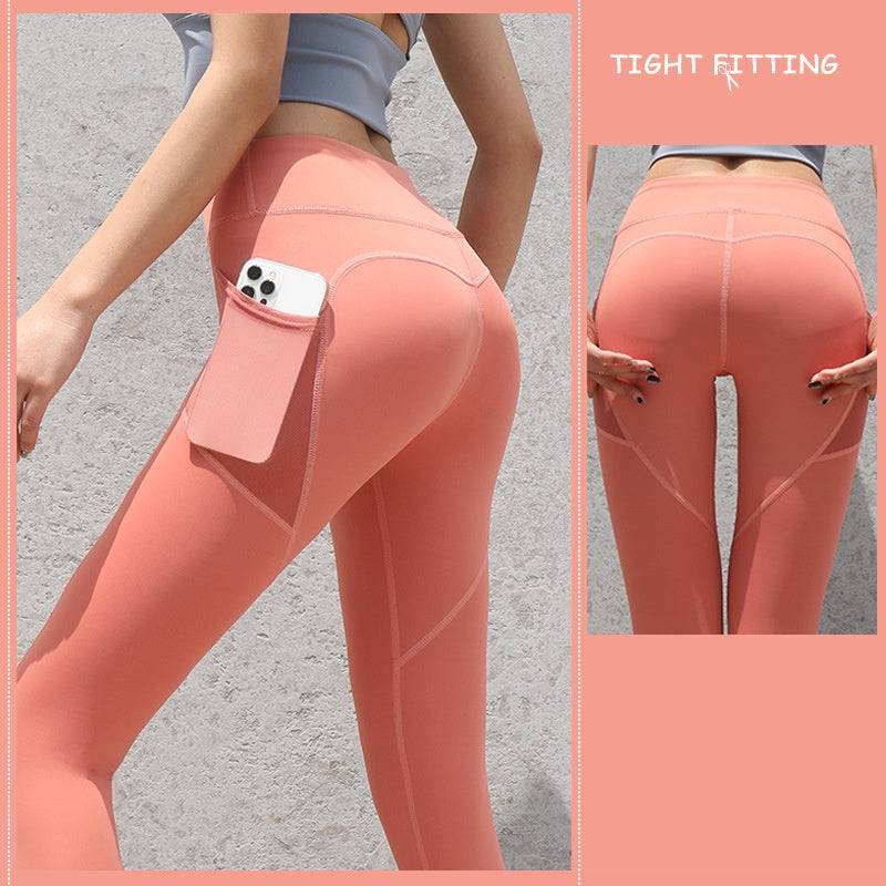 High Waist Seamless Leggings with Pockets – Women's Push Up Fitness & Yoga Pants