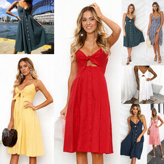 Elegant Sleeveless Backless Summer Sheath Dresses for Women