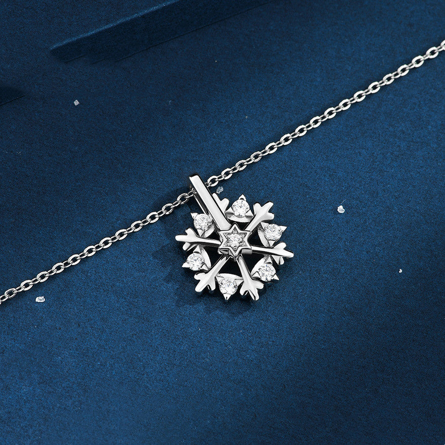 Elegant Rotatable Snowflake Necklace: 925 Silver Jewelry