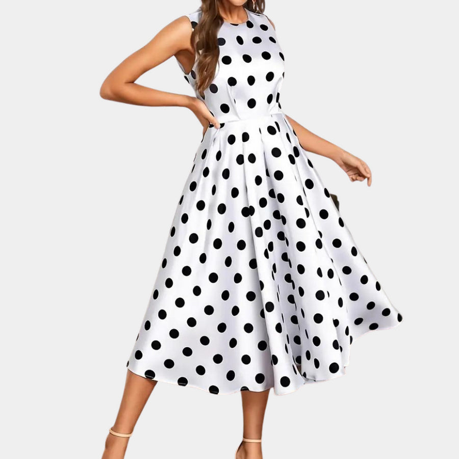 Trendy Sleeveless Polka Dot Dress for Women