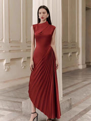 Fashionable Half Turtleneck Asymmetric Dress