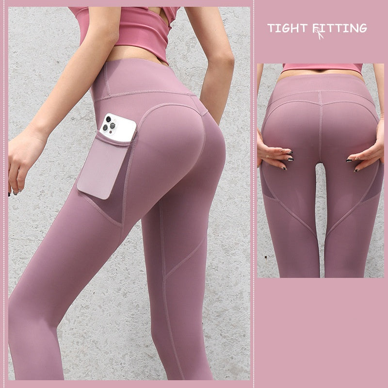 High Waist Seamless Leggings with Pockets – Women's Push Up Fitness & Yoga Pants