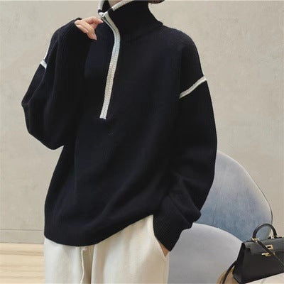 Cozy Stand Collar Thick Sweater for Women