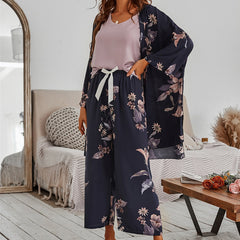 Women's Floral Printed Pajama Set | Loose Viscose Sleepwear Nightwear