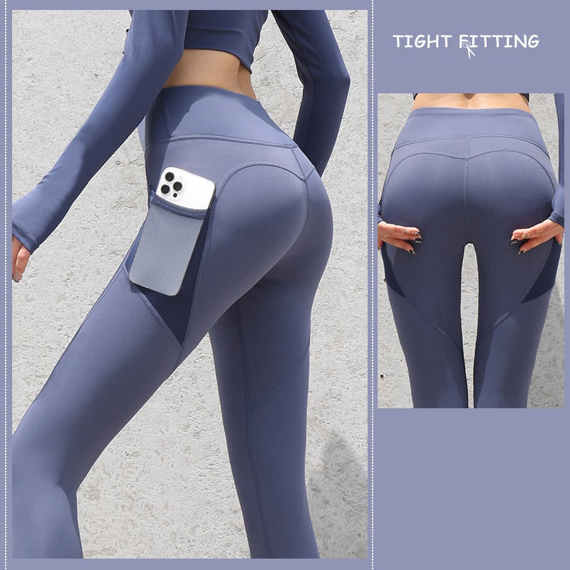 High Waist Seamless Leggings with Pockets – Women's Push Up Fitness & Yoga Pants