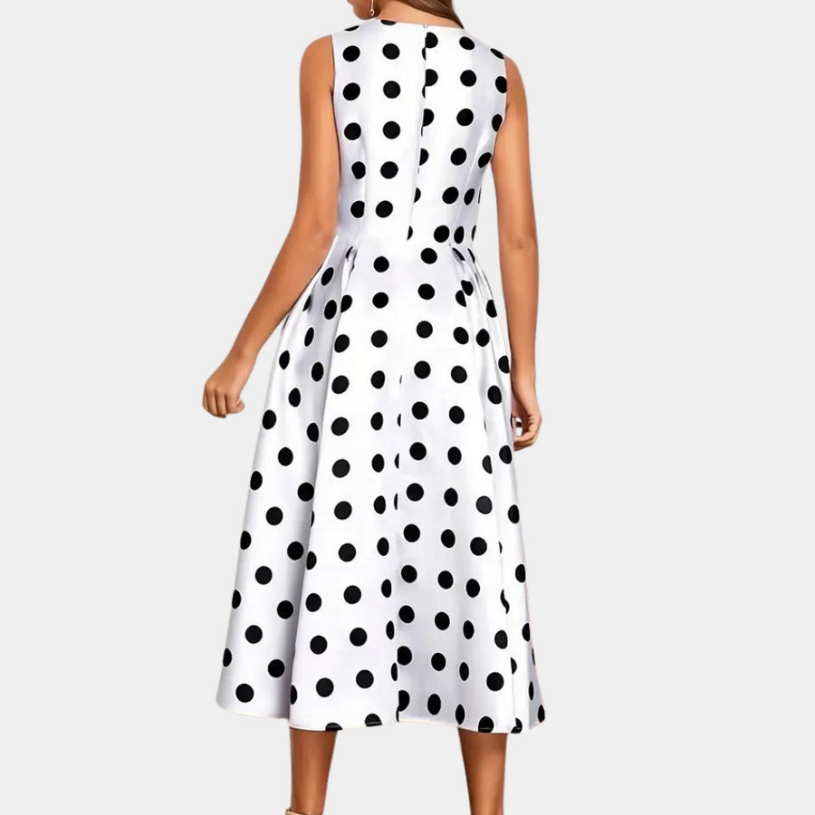 Trendy Sleeveless Polka Dot Dress for Women