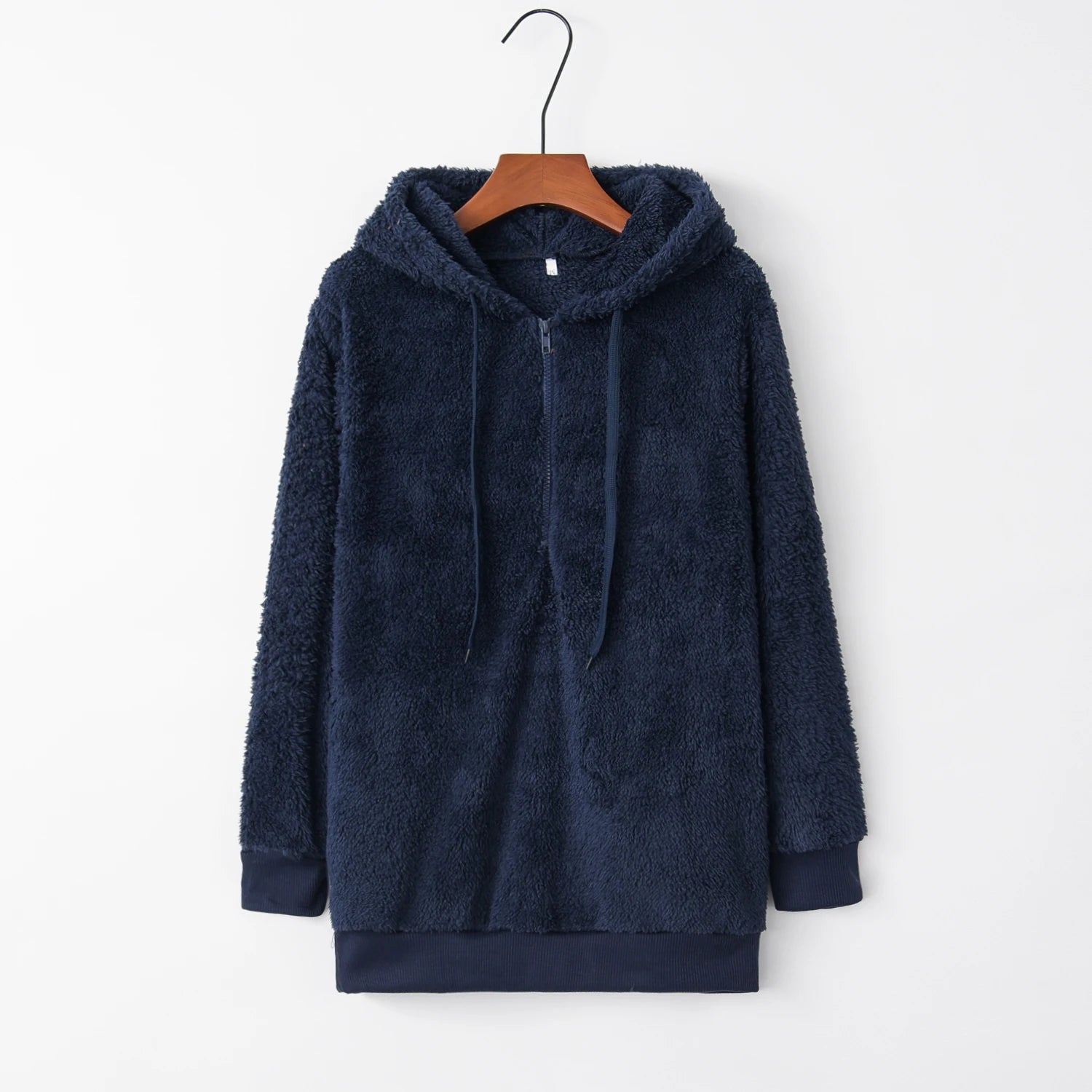 Women's Long-Sleeved Hooded Sweater, Monochromatic Coat