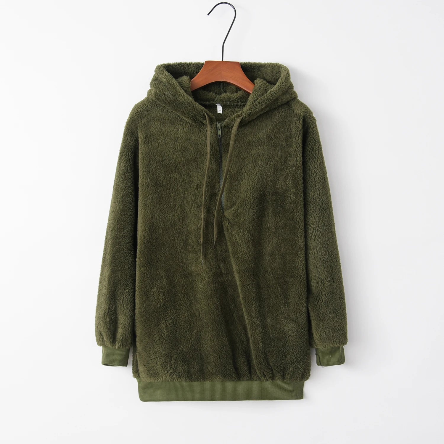 Women's Long-Sleeved Hooded Sweater, Monochromatic Coat