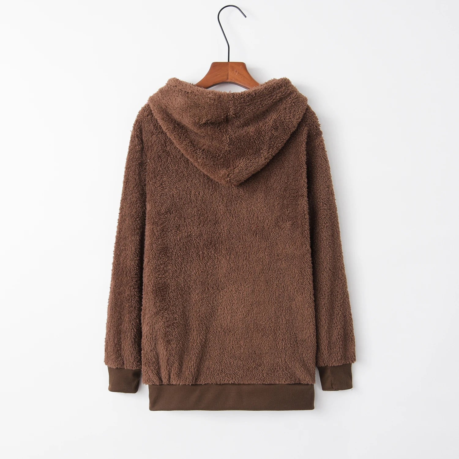 Women's Long-Sleeved Hooded Sweater, Monochromatic Coat