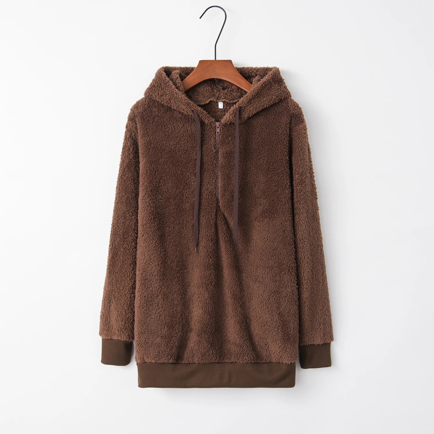 Women's Long-Sleeved Hooded Sweater, Monochromatic Coat