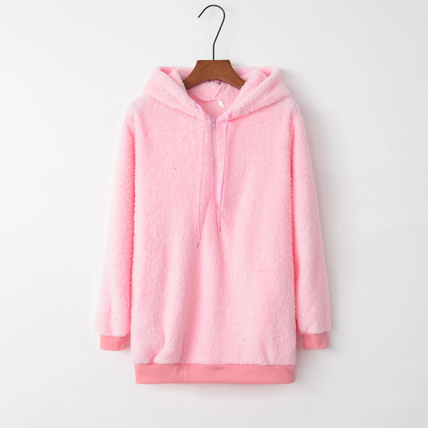 Women's Long-Sleeved Hooded Sweater, Monochromatic Coat