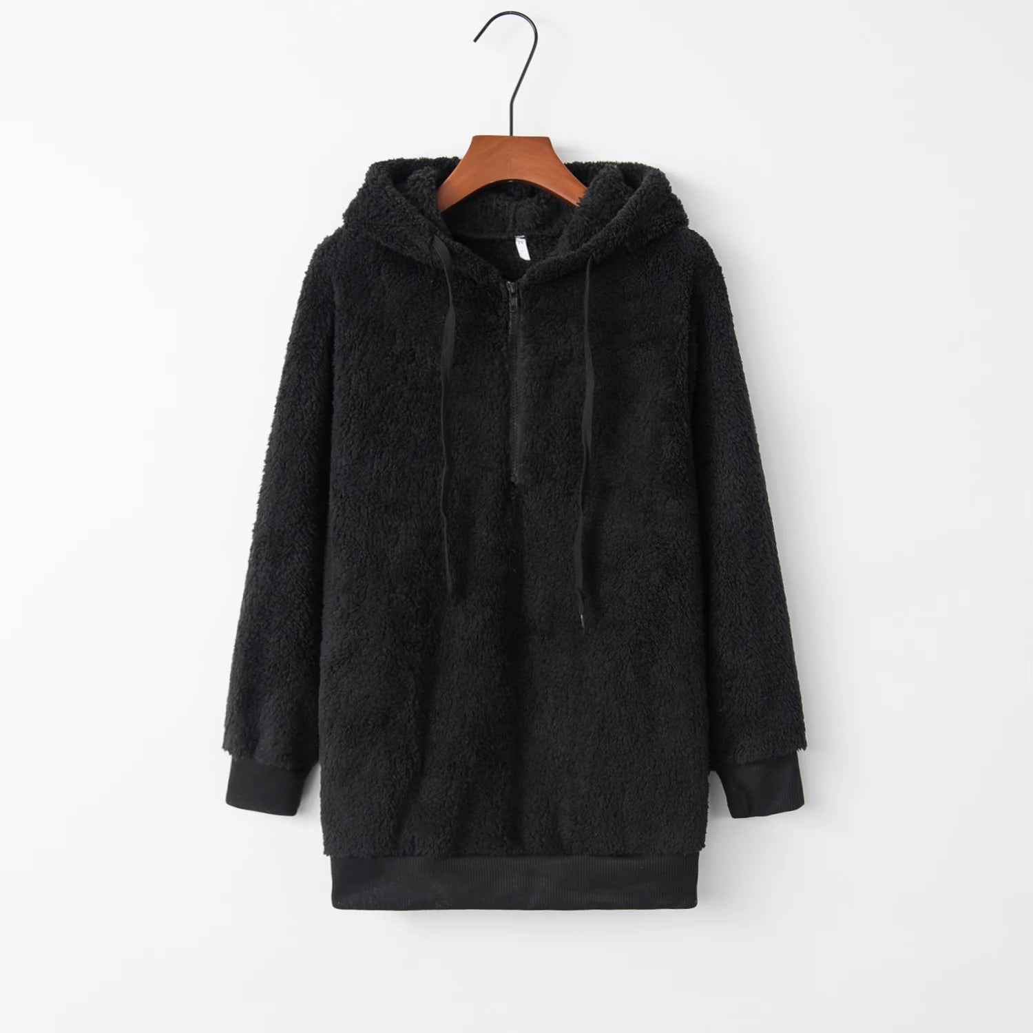 Women's Long-Sleeved Hooded Sweater, Monochromatic Coat