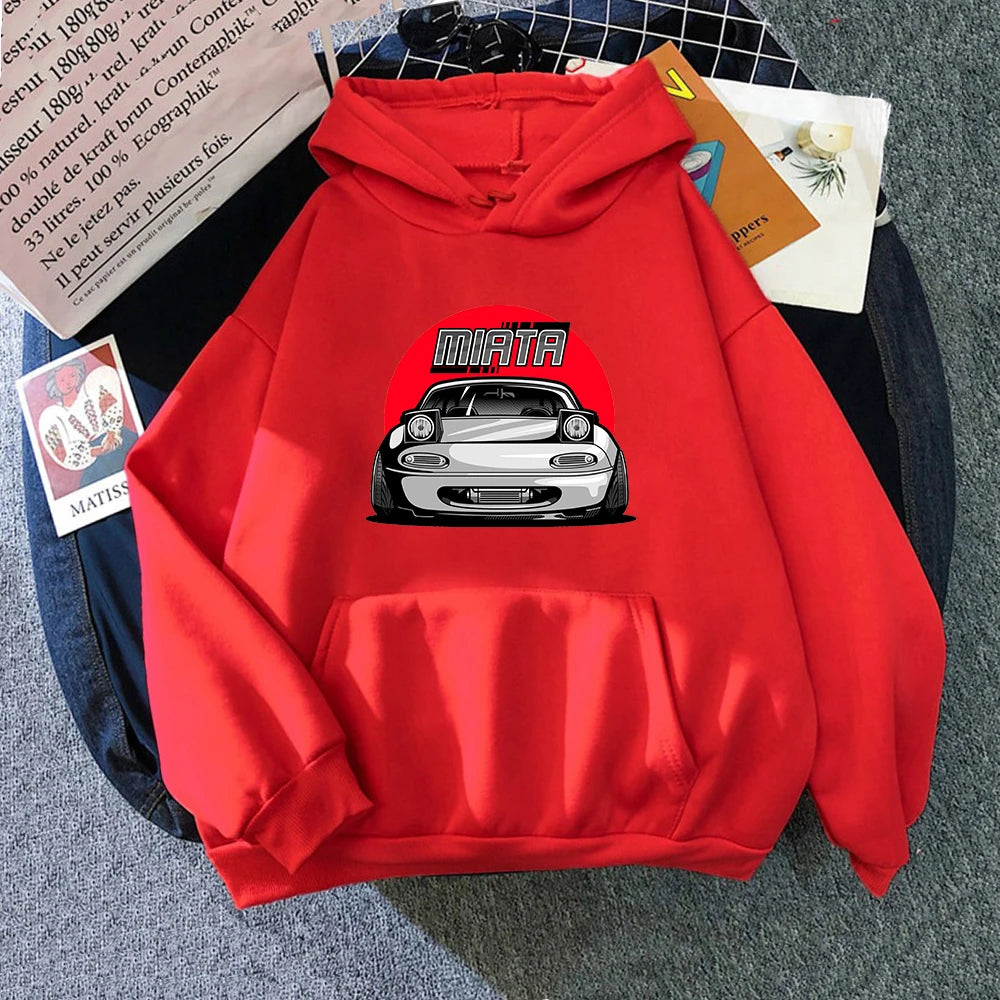 Classic Car Hoodie Women Harajuku Aesthetic Vintage Hoodies Unisex Autumn Winter Cartoon Graphic Casual Pullovers Sweatshirts