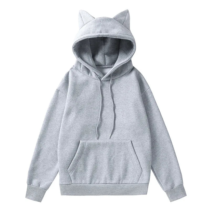 Pullover Loose Cat Ears Hoodies Women Autumn Winter Long Sleeve Sweatshirt