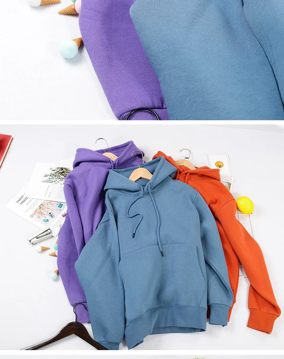 Comfortable Hooded Basic Daily Casual Hoodie Female Loose Warm