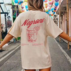 Negroni Women Back Print Retro Style T-Shirts Cocktail Drinking T Shirt Harajuku Streetwear Graphic Tees