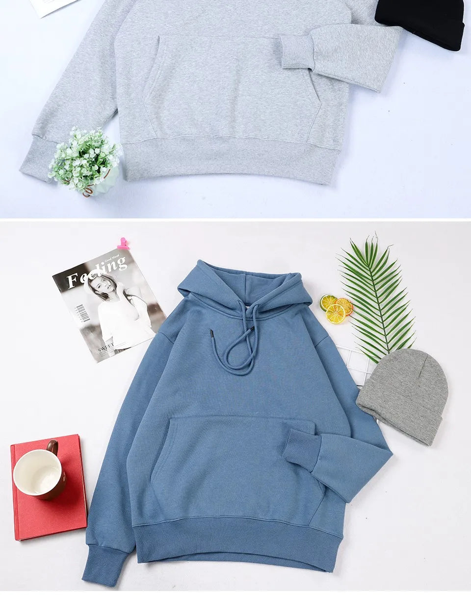 Comfortable Hooded Basic Daily Casual Hoodie Female Loose Warm