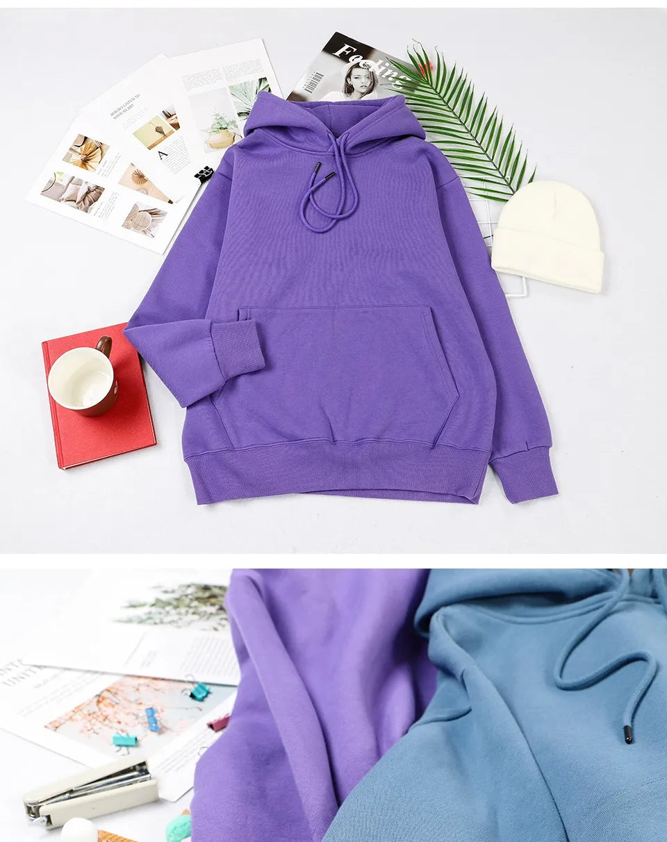 Comfortable Hooded Basic Daily Casual Hoodie Female Loose Warm