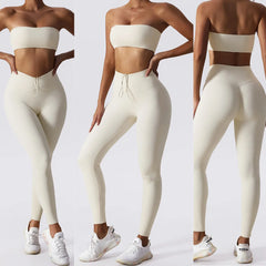 Strapless Yoga Set Women Tracksuit Workout Legging Athletic Suit