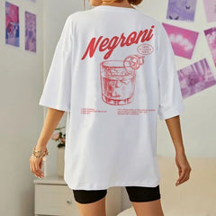 Negroni Women Back Print Retro Style T-Shirts Cocktail Drinking T Shirt Harajuku Streetwear Graphic Tees