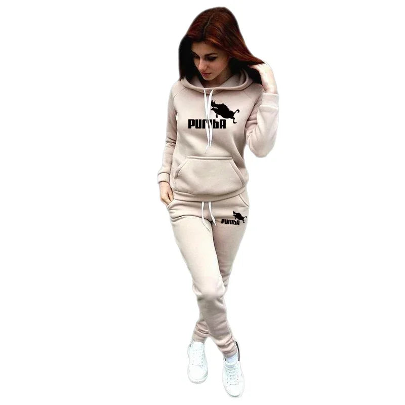 Casual Hoodies Sports Pants Two Pieces Set Tracksuit Women Pullover Hooded Sweatshirts Sweatpants Outfits Suit Plus Size S-4XL