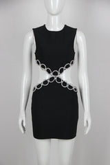 Women Sexy Backless Cut-Out Diamond Luxury Black Tight Mini Dress