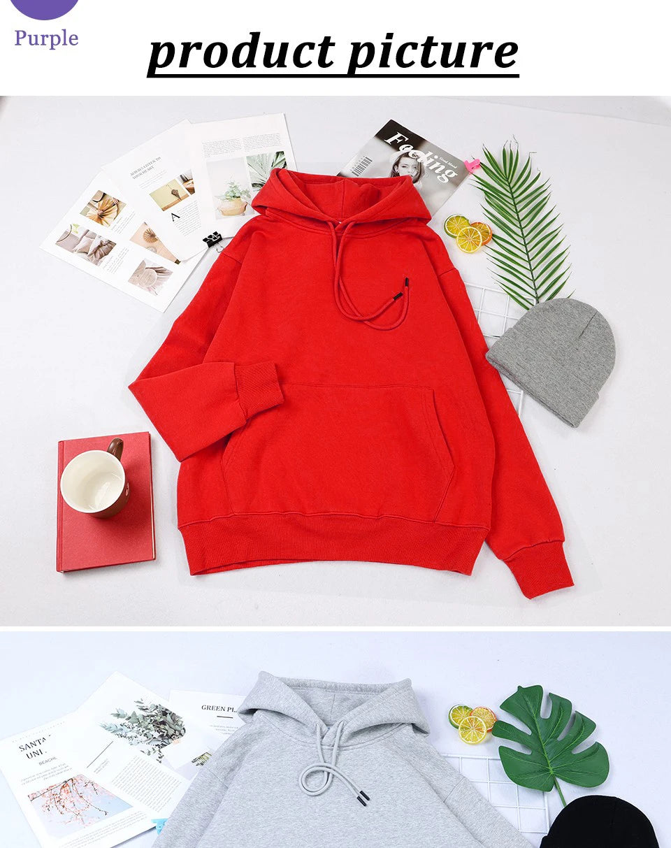 Comfortable Hooded Basic Daily Casual Hoodie Female Loose Warm