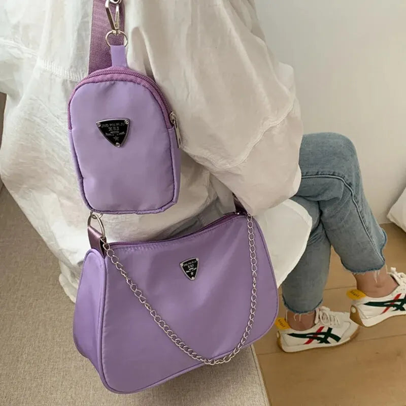 Nylon Crossbody Bag For Women Fashion Portable Casual Underarm Bag Students Cross Body Bag