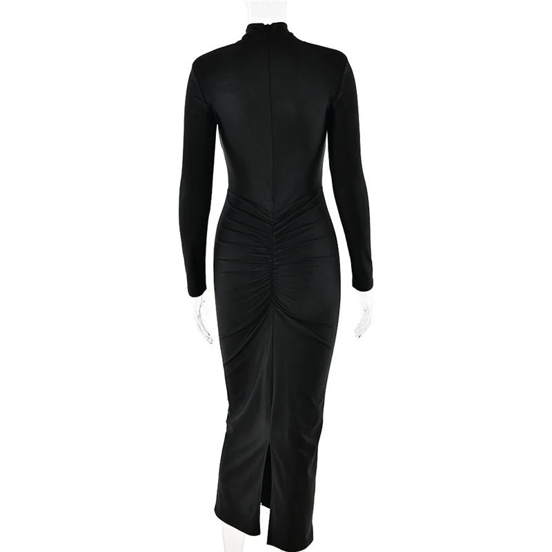 Hollow Out Long Sleeve Sexy Maxi Dress