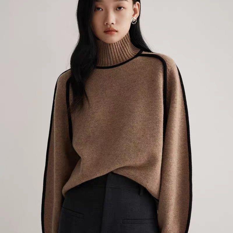 Half Turtleneck Three-dimensional Casual Loose Pullover Knitted Sweater Fashion Knit Top Outerwear