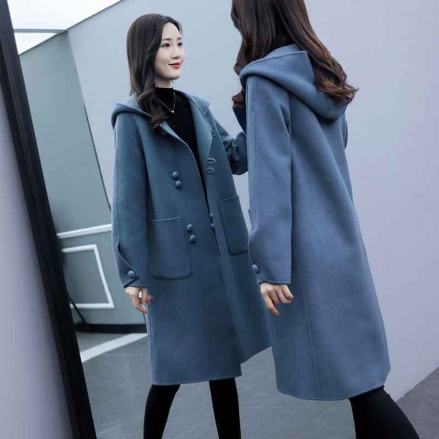 Stylish Hooded Retro Woolen Coat for Women