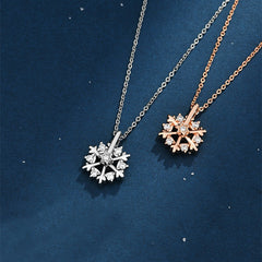 Elegant Rotatable Snowflake Necklace: 925 Silver Jewelry