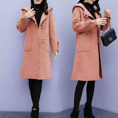 Stylish Hooded Retro Woolen Coat for Women