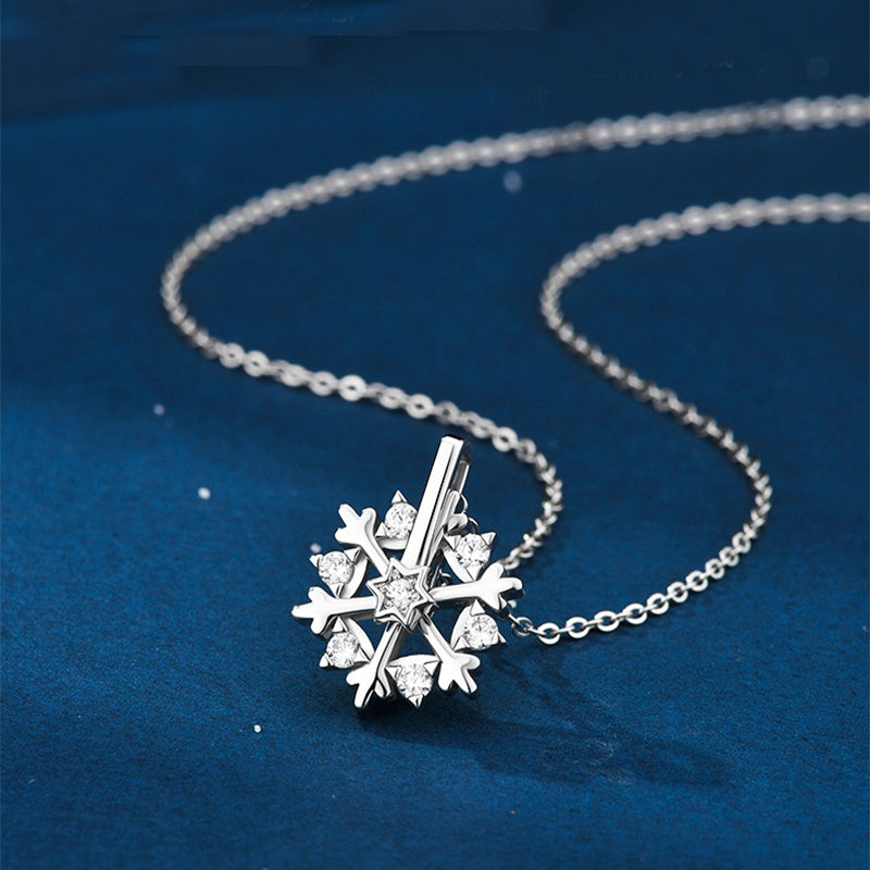 Elegant Rotatable Snowflake Necklace: 925 Silver Jewelry