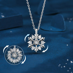 Elegant Rotatable Snowflake Necklace: 925 Silver Jewelry