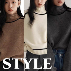 Half Turtleneck Three-dimensional Casual Loose Pullover Knitted Sweater Fashion Knit Top Outerwear