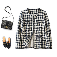 Stylish Houndstooth Small Fragrance Jacket for Women